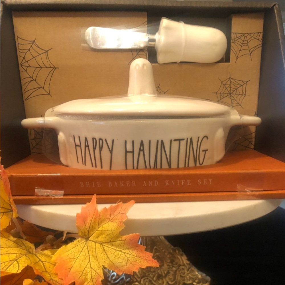 Rae Dunn Happy Haunting Brie Baker & Knife Set